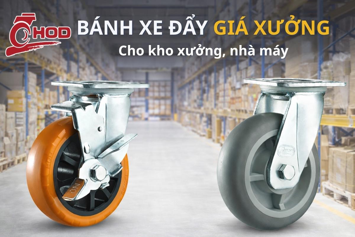 Xe đẩy công nghiệp sử dụng bánh xe xoay và bánh xe cố định
