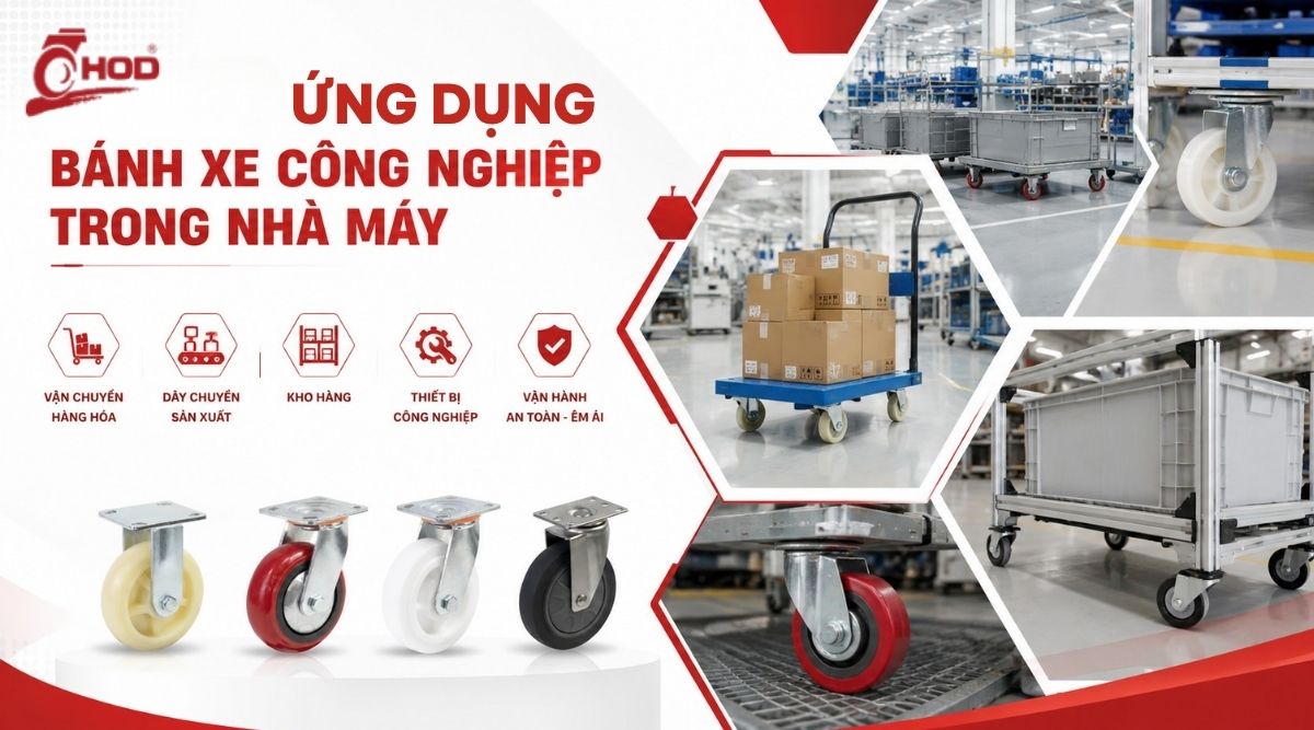 Bánh xe công nghiệp nhà máy cho xe đẩy hàng trong xưởng sản xuất