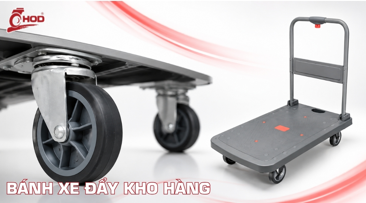 Bánh xe đẩy kho hàng dùng trong nhà kho logistics