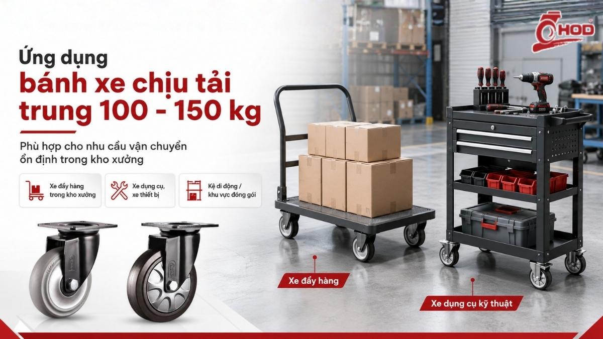 Ứng dụng của bánh xe chịu tải trung 100 kg 150kg