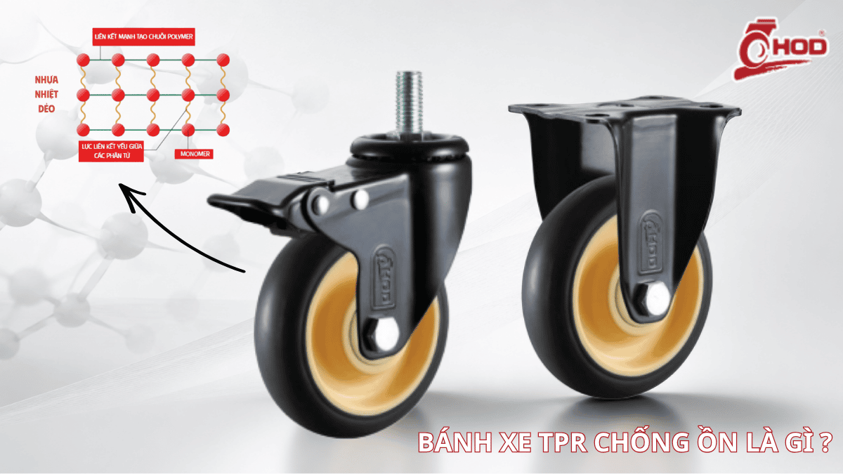 Bánh xe TPR giảm ồn dùng cho xe đẩy công nghiệp