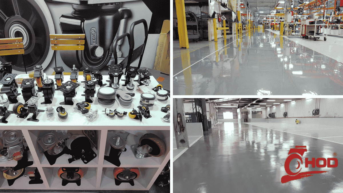 Bánh xe đẩy cho nhà máy điện tử lắp trên xe chở khay linh kiện