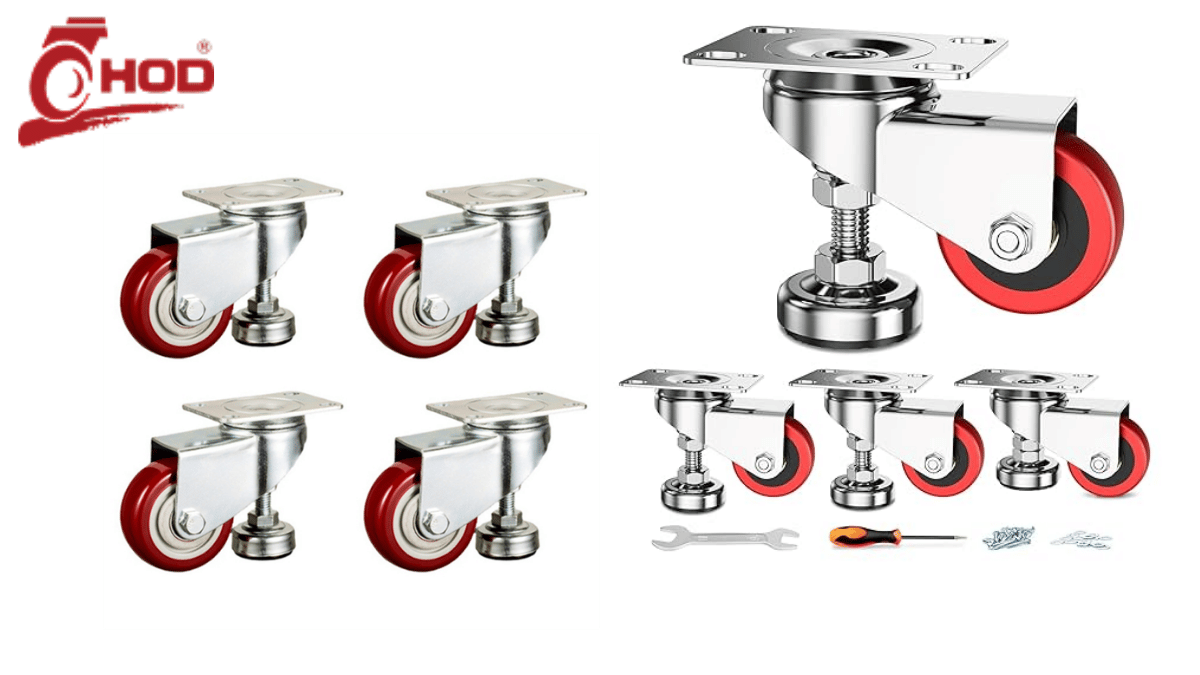 Leveling caster tích hợp bánh xe và chân tăng chỉnh độ cao