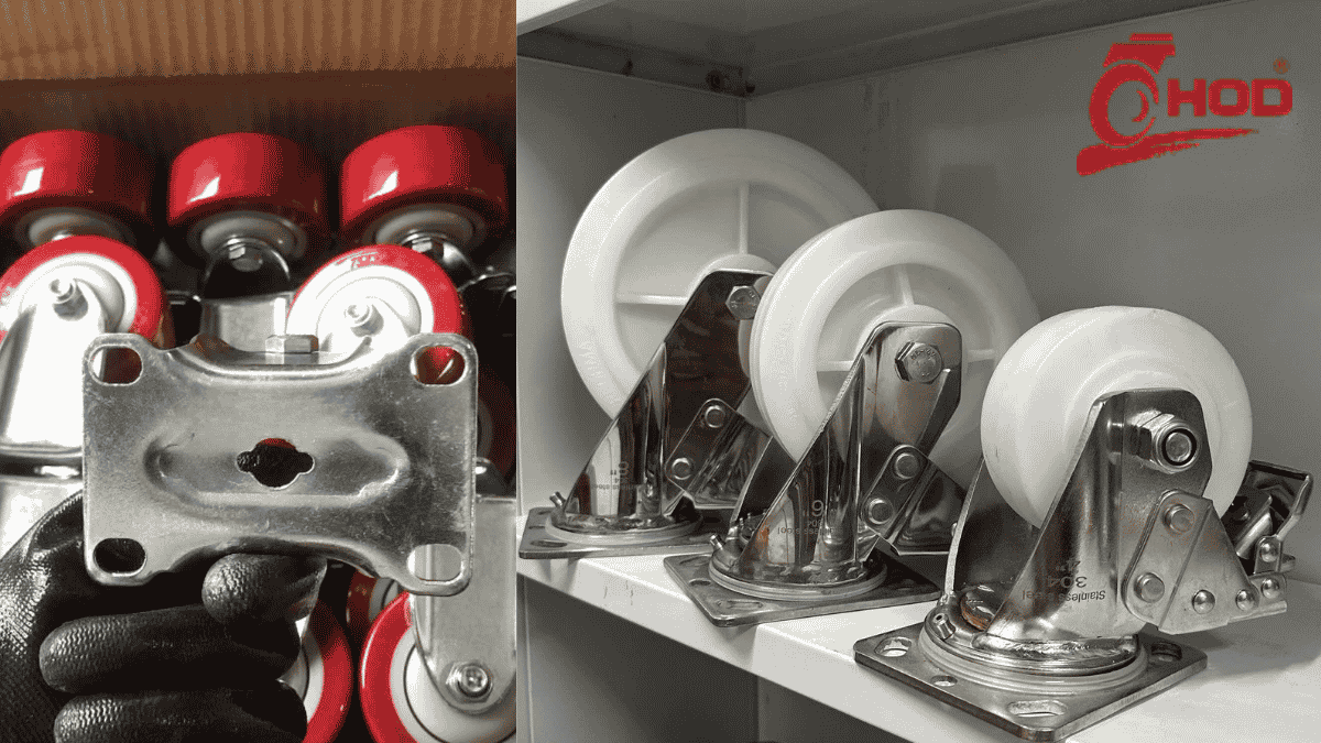 So sánh bánh xe càng inox và bánh xe càng thép