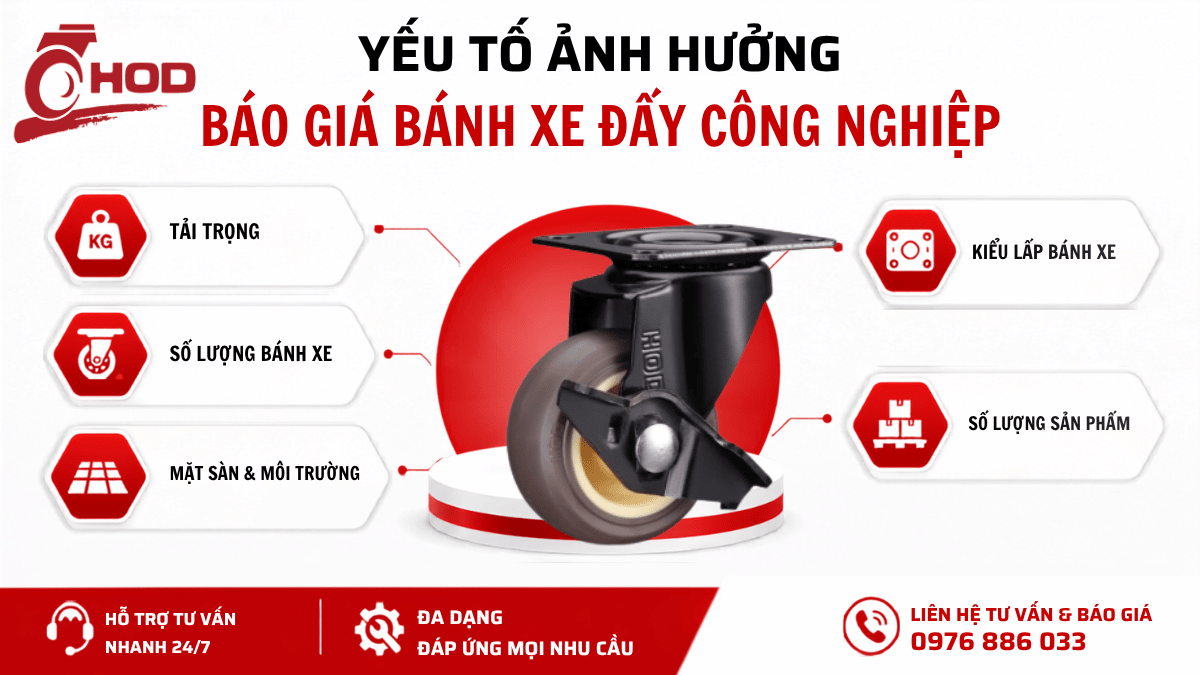 báo giá bánh xe đẩy công nghiệp theo tải trọng ảnh hưởng yếu tố nào?