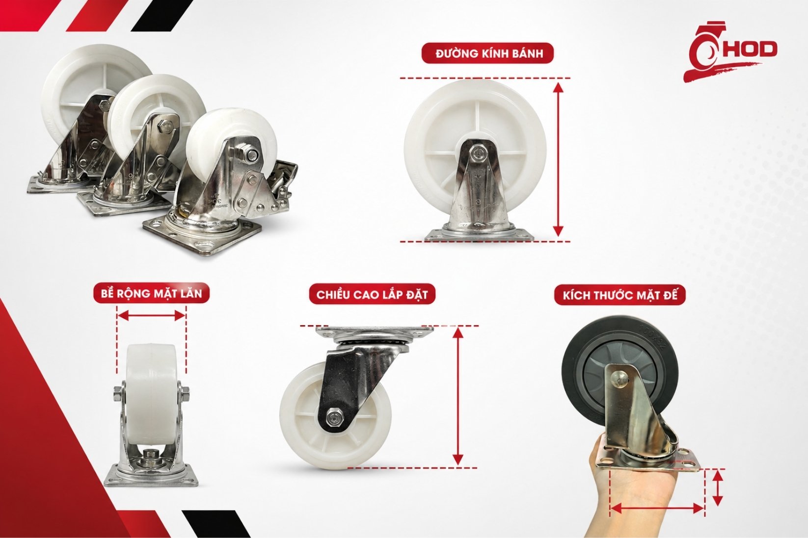 Cách đo kích thước bánh xe đẩy công nghiệp trước khi thay mới