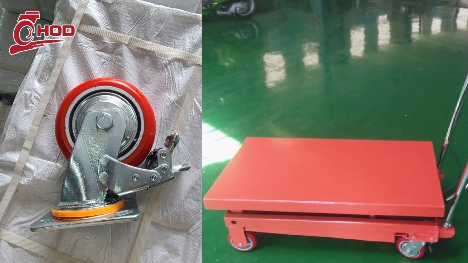 Bánh xe tải nặng 500kg gắn trên xe chở khuôn trong nhà máy