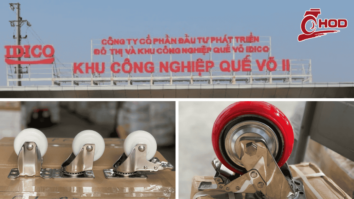 Xe đẩy hàng sử dụng bánh xe công nghiệp trong nhà máy tại KCN Quế Võ