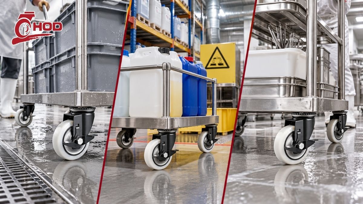 Đo kích thước bánh xe công nghiệp PA trước khi thay thế