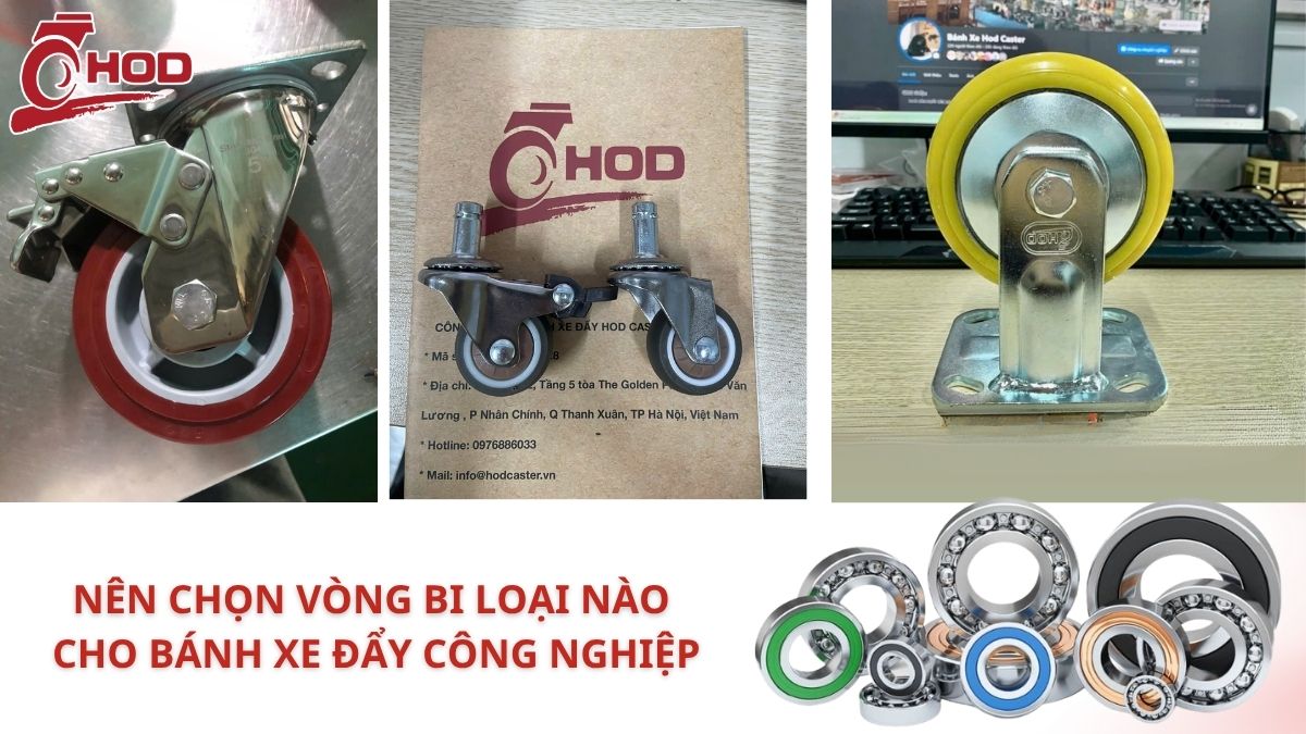 So sánh ổ bi ổ đũa và ổ nhựa trên bánh xe đẩy