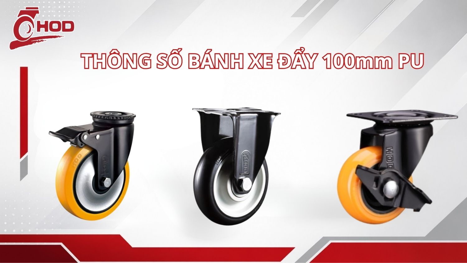 Thông số kỹ thuật bánh xe PU 100mm