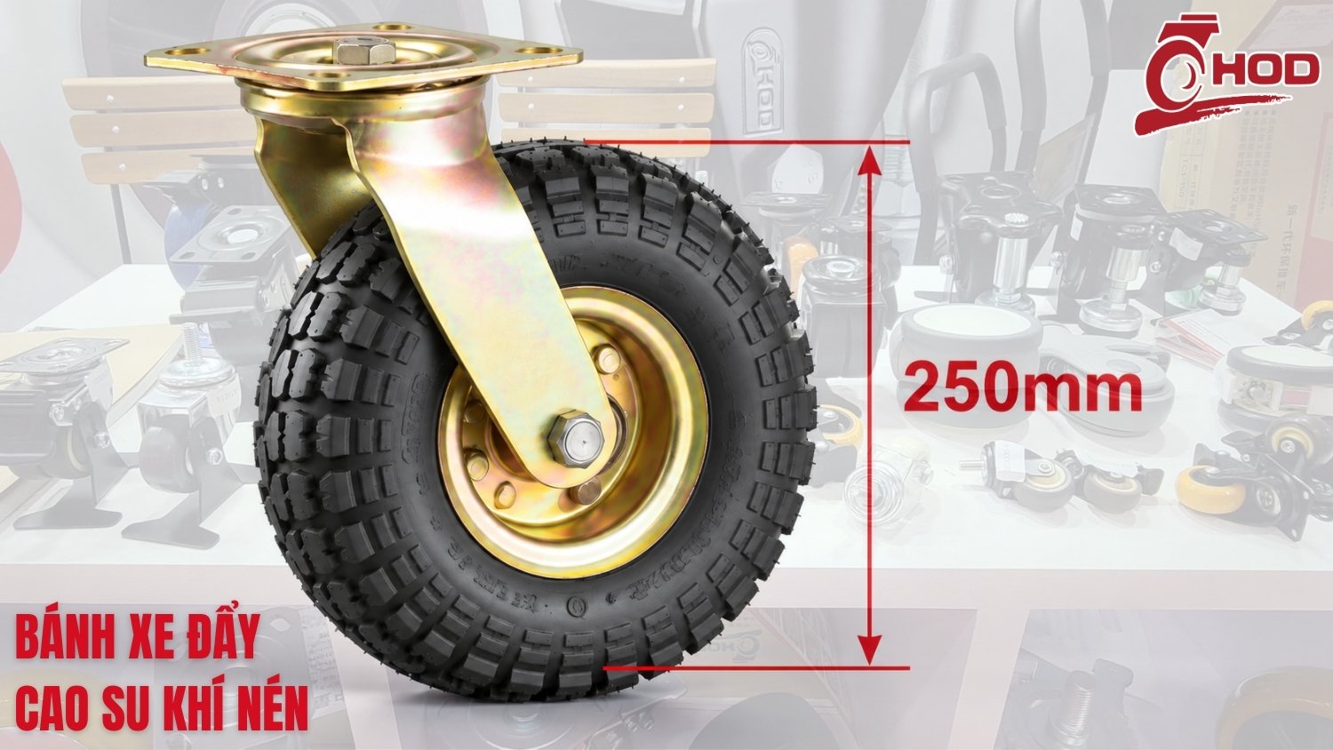Bánh xe đẩy cao su đường kính 200mm