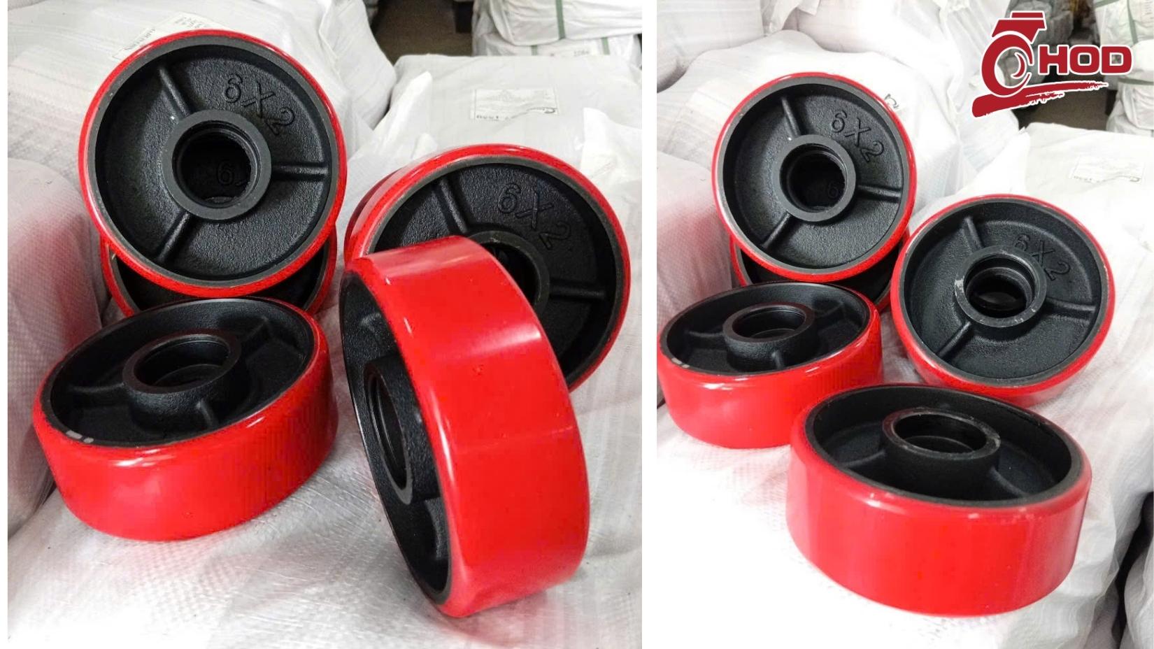Bánh xe nâng tay PU nhỏ kích thước 80x70mm