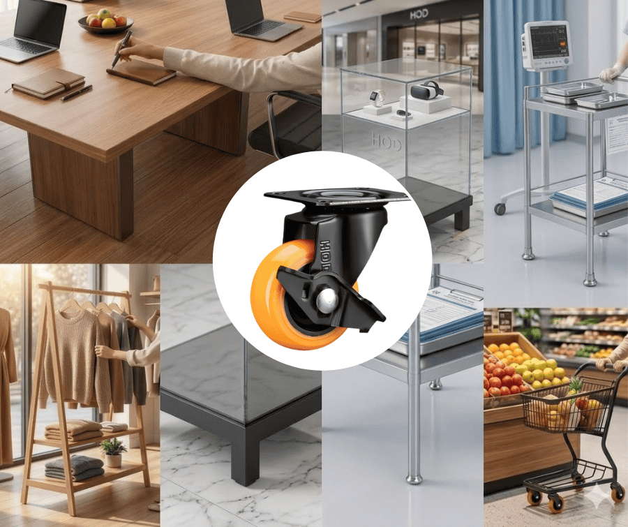 Bánh Xe Đẩy Tải Nhẹ PU Càng Xoay Có Khóa 