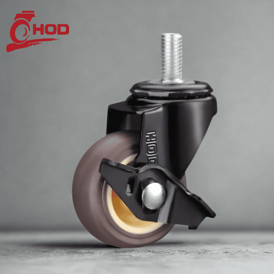 Bánh Xe Đẩy Tải Nhẹ TPR Càng Xoay Trục Ren Có Khóa