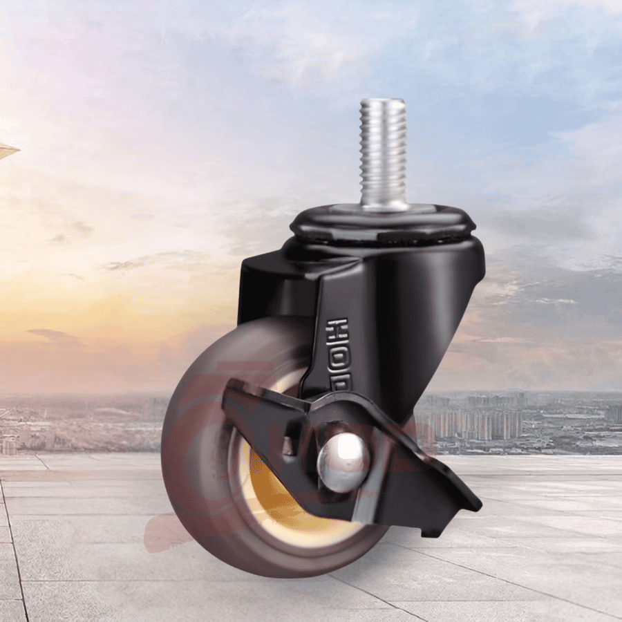 Bánh Xe Đẩy Tải Nhẹ TPR Càng Xoay Trục Ren Có Khóa