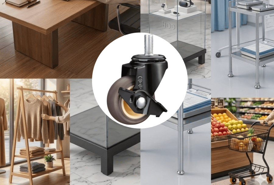 Bánh Xe Đẩy Tải Nhẹ TPR Càng Xoay Trục Ren Có Khóa