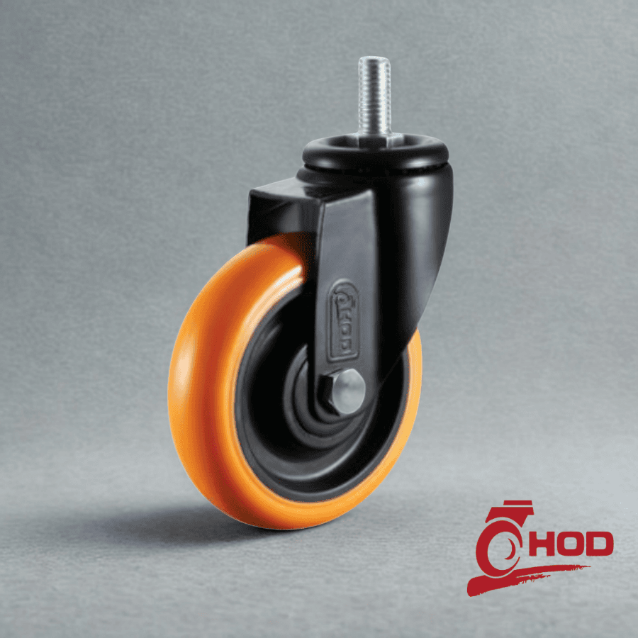 Bánh Xe Đẩy chịu tải trung Càng Xoay Trục Ren (Không Khóa)