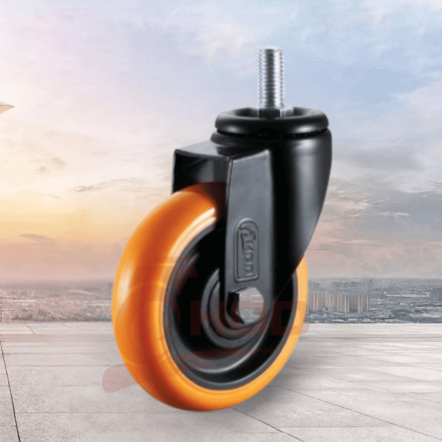 Bánh Xe Đẩy chịu tải trung Càng Xoay Trục Ren (Không Khóa)