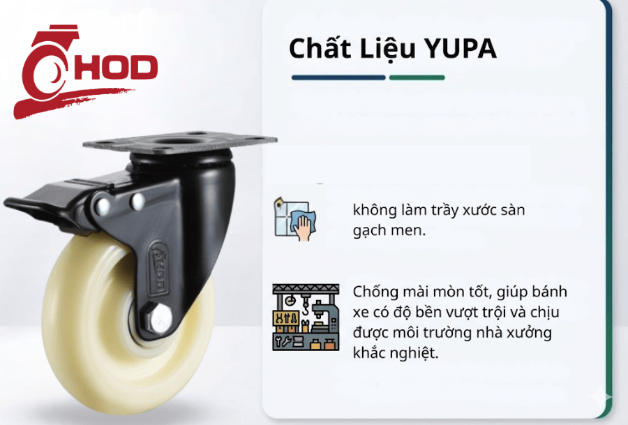 Bánh xe đẩy chịu tải trung càng xoay (có khóa )
