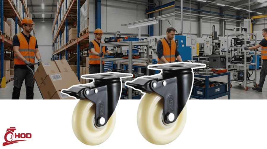 Bánh xe đẩy chịu tải trung càng xoay (có khóa)