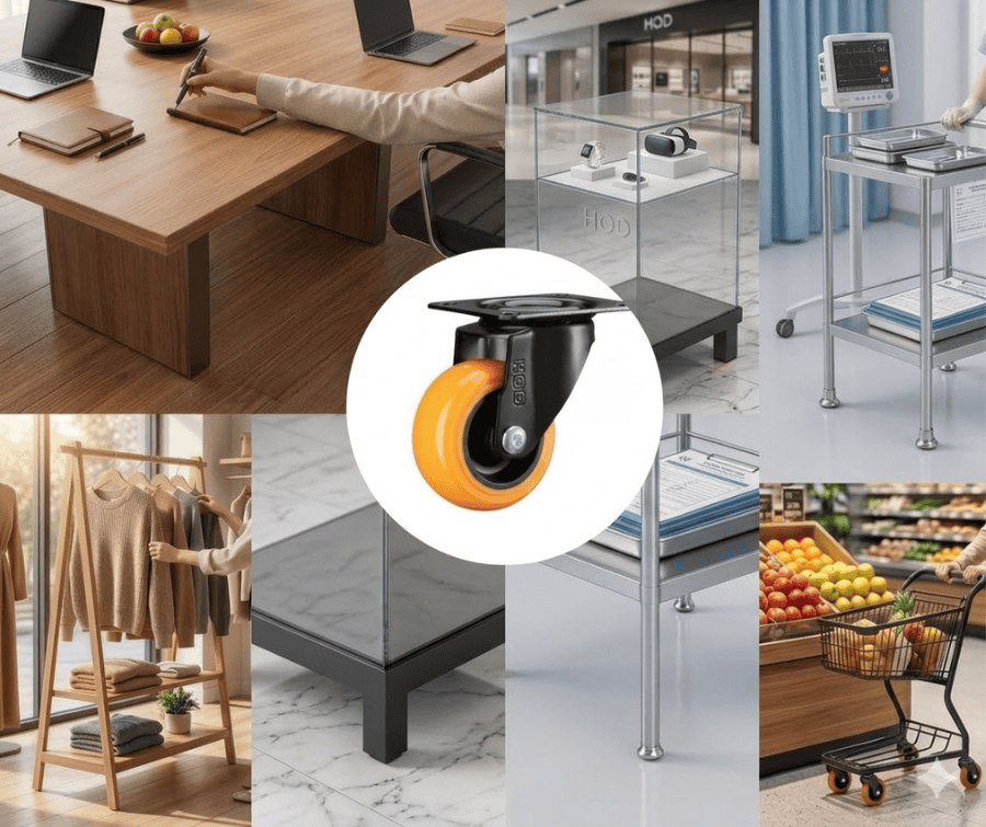 Bánh xe đẩy tải nhẹ PU càng xoay (không khóa)