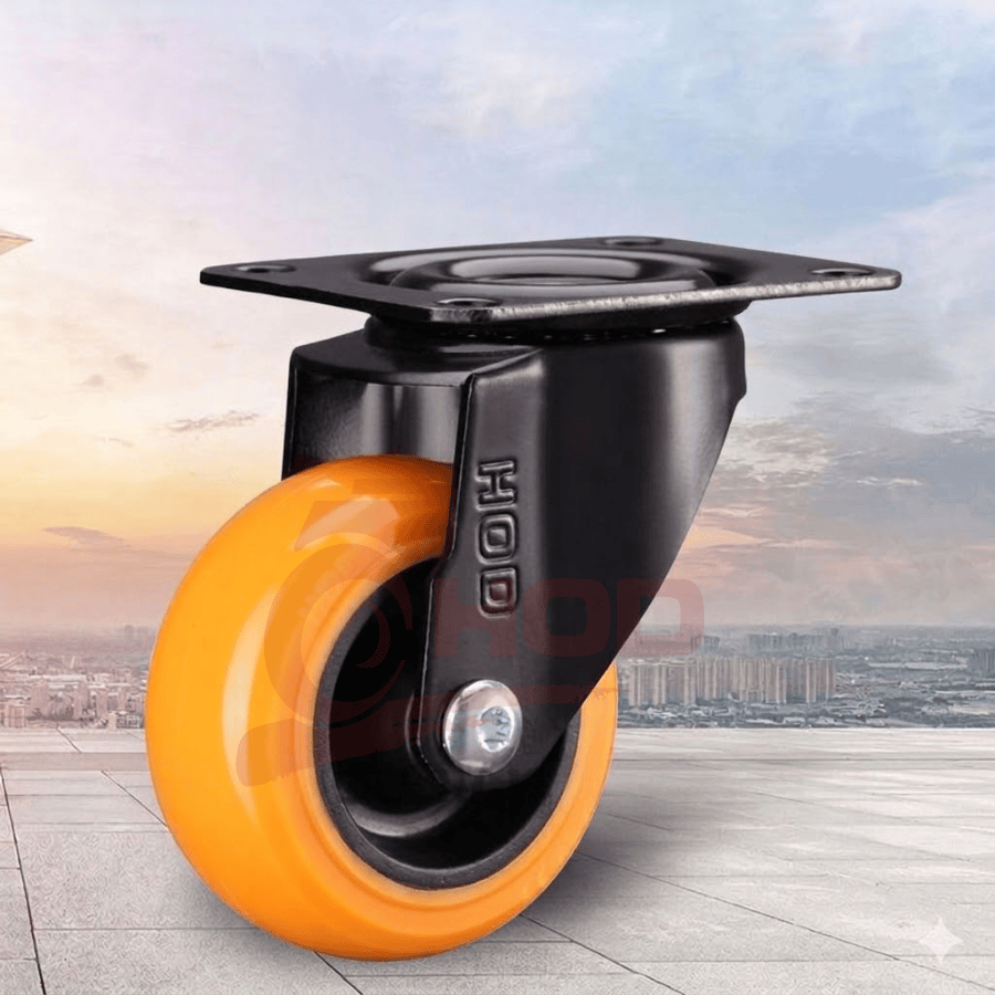 Bánh xe đẩy tải nhẹ PU càng xoay (không khóa)