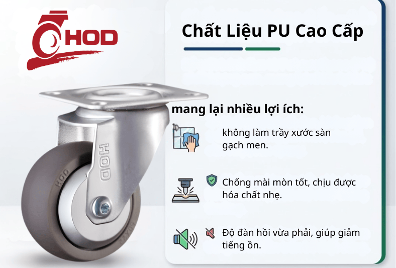 Bánh xe đẩy tải nhẹ TPR càng xoay (không khóa)