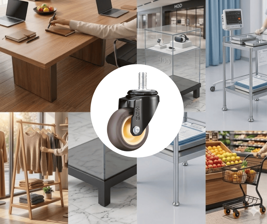 Bánh xe đẩy tải nhẹ TPR càng xoay trục ren 