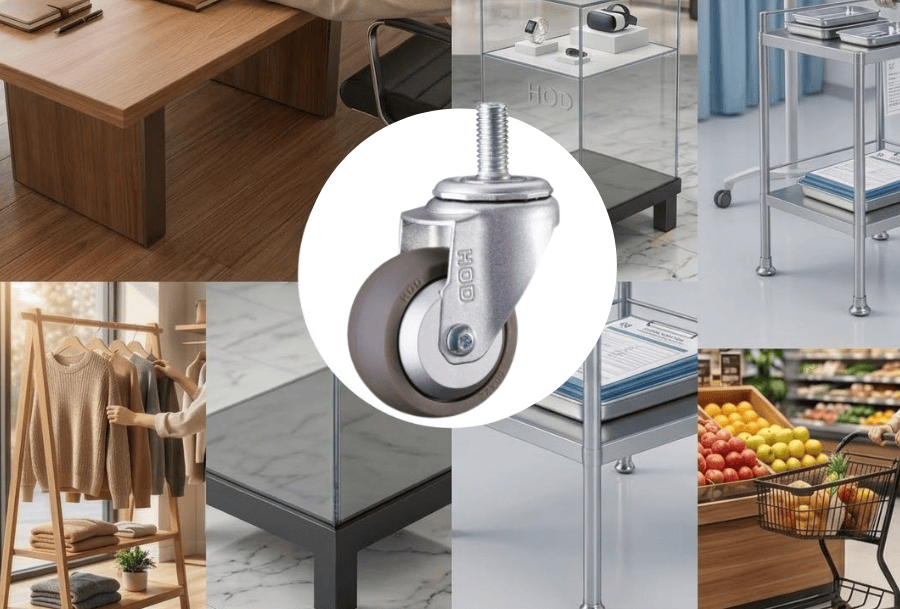 Bánh xe đẩy tải nhẹ càng xoay trục ren (không khóa) 10-50kg