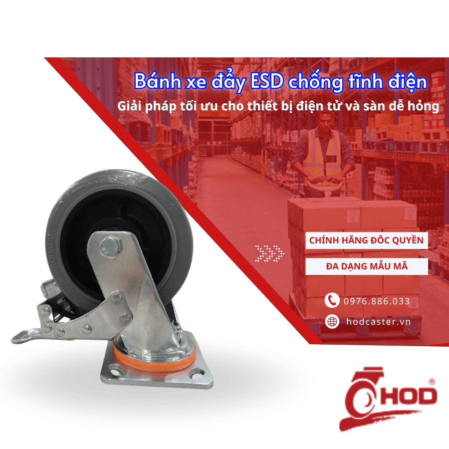 Bánh xe đẩy ESD chống tĩnh điện