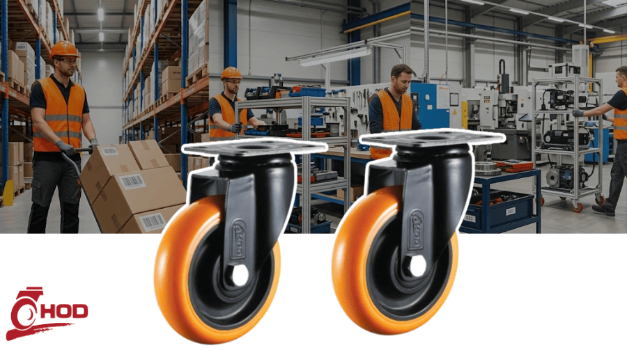 bánh xe đẩy chịu tải trung càng xoay (không khóa) 70-95kg