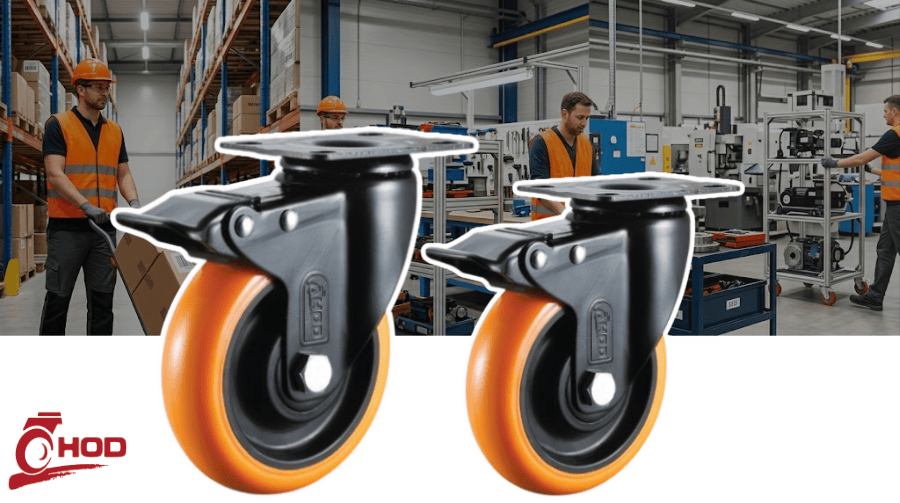 bánh xe đẩy chịu tải trung càng xoay có khóa 70-95kg