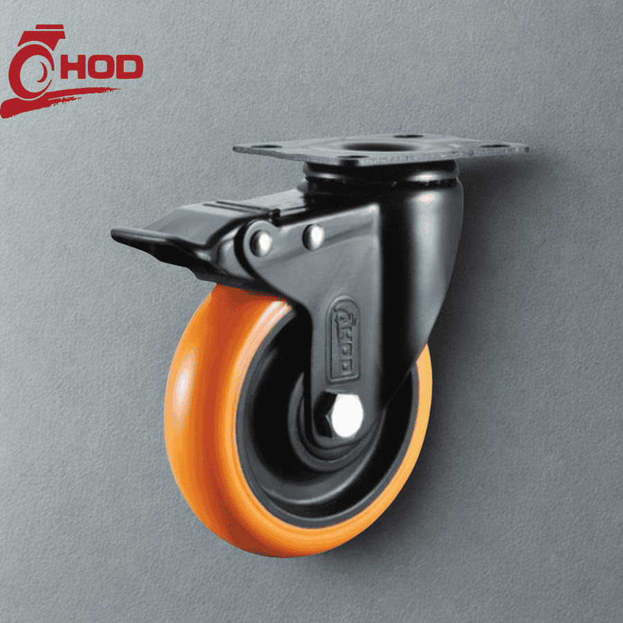 bánh xe đẩy chịu tải trung càng xoay có khóa 70-95kg