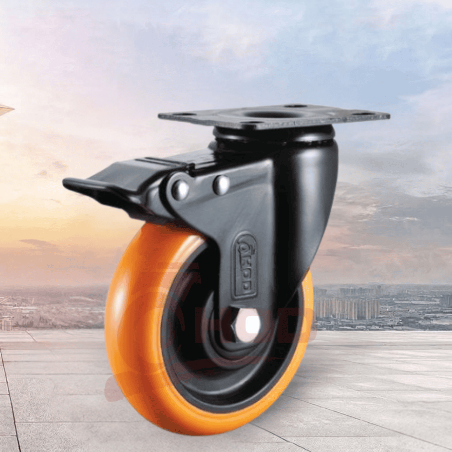 bánh xe đẩy chịu tải trung càng xoay có khóa 70-95kg